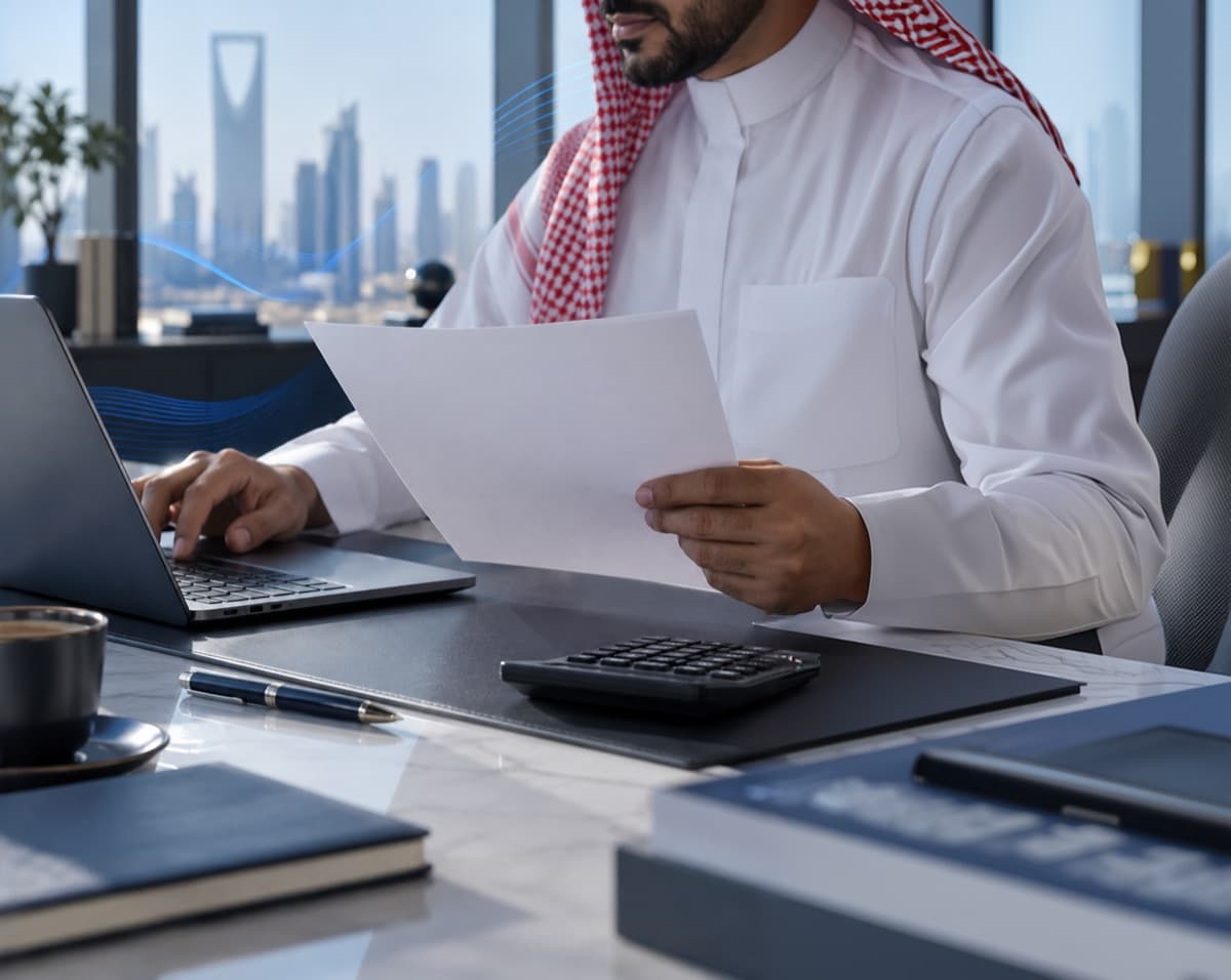 مختص مالي يراجع تقارير شركة