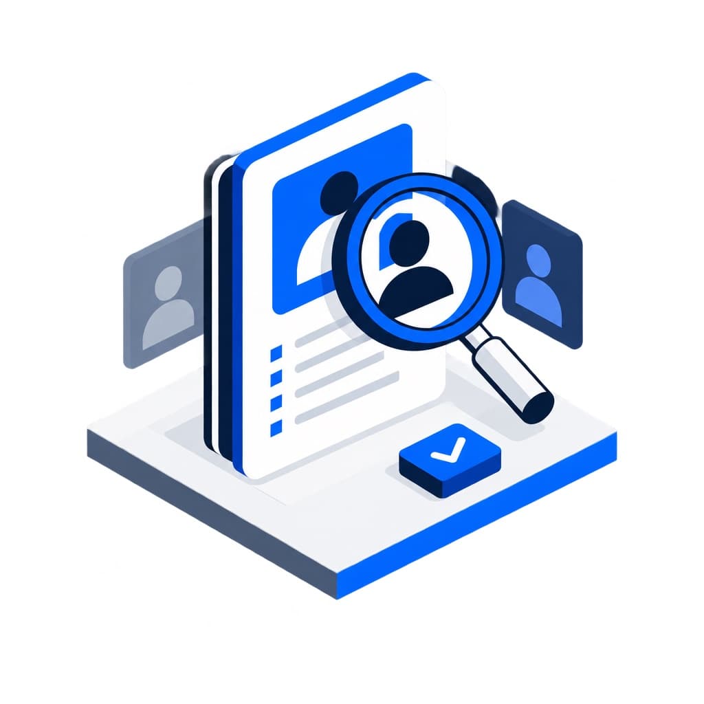 An employee profile under a magnifying glass